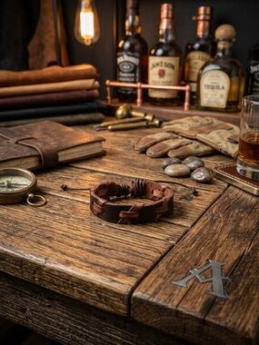 Hand Crafted Brown Leather Braided Bracelet